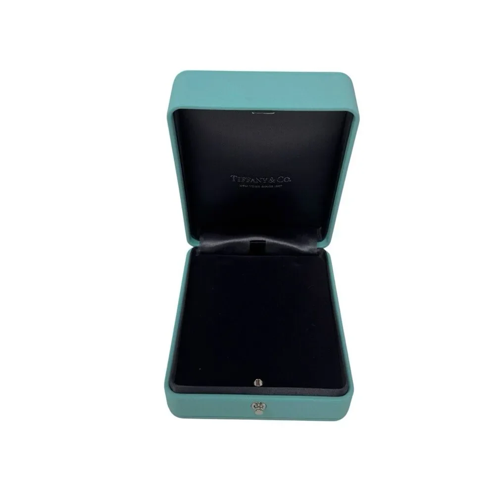 Tiffany & Co Necklace Storage Presentation Box in Blue Leather Lux High Jewelry